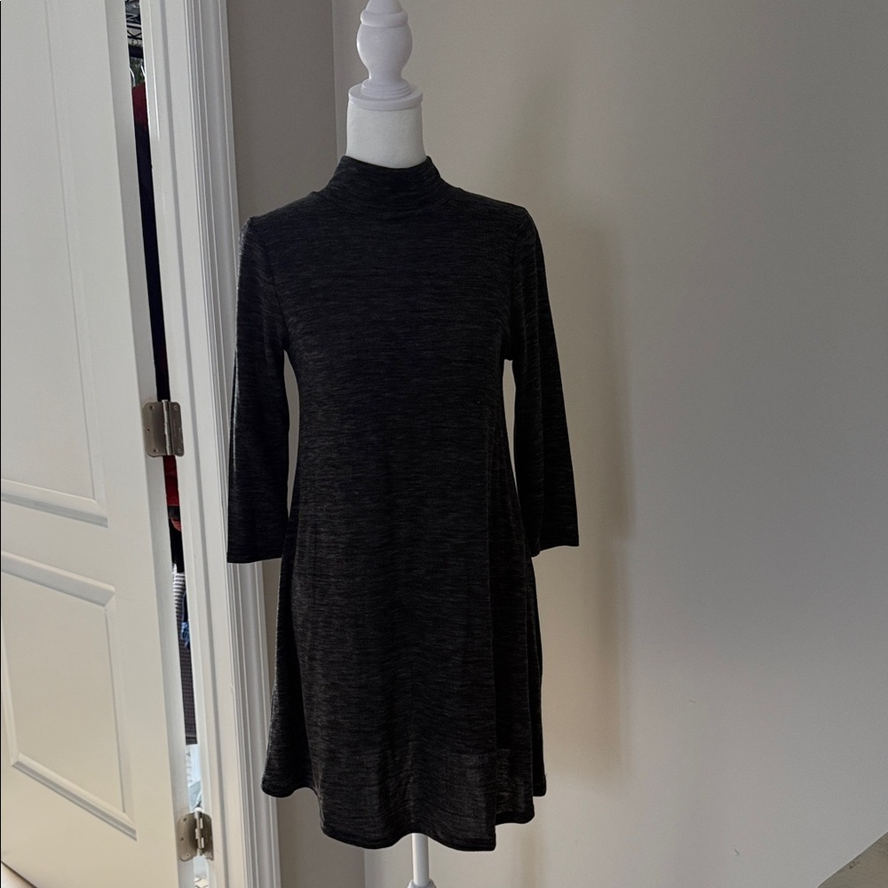 Casual Dark Grey Turtleneck Dress